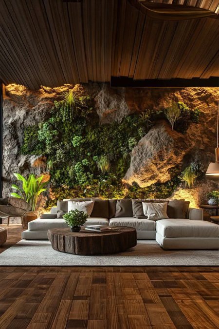 🌿 جدار طبيعي داخلي بتصميم صخري فاخر